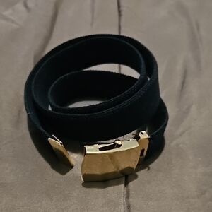 Men's Black Canvas Belt with Gold Buckle